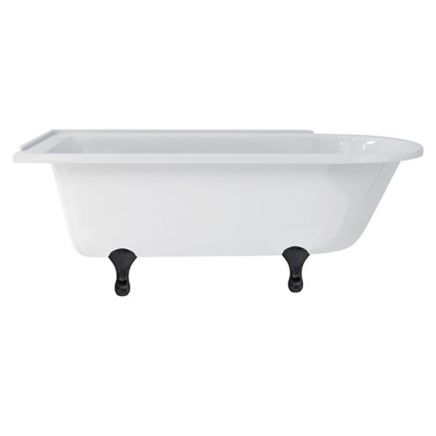 Burlington Hampton Left Handed Showering Bath with Black Classical Standard Feet 1700mm