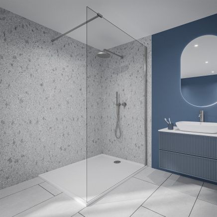 Vero Terrazzo Ice Waterproof Tongue & Groove Shower Wall Panel 2420x1200mm