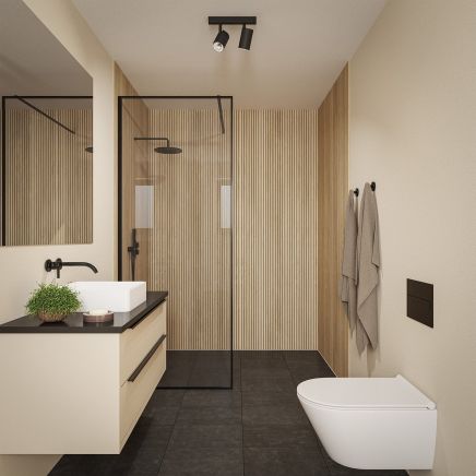 Vero Light Oak Slatted Wood Waterproof Postform & Tongue Edge Shower Wall Finishing Panel 2420x160mm