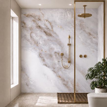 Pristina Light Blue Onyx Waterproof PVC Shower Wall Panel 1000x2400mm