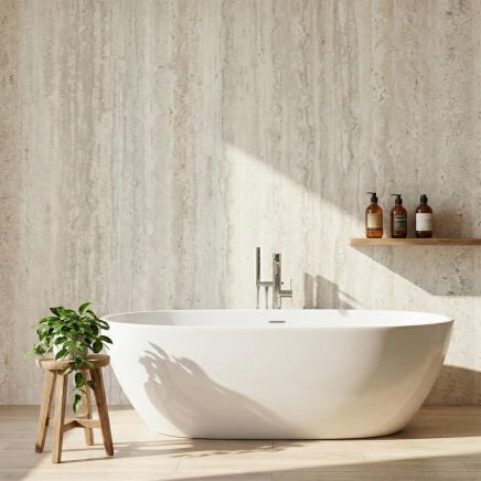 Bushboard Nuance Platinum Travertine Postformed Waterproof Shower Wall Panel 1200mm