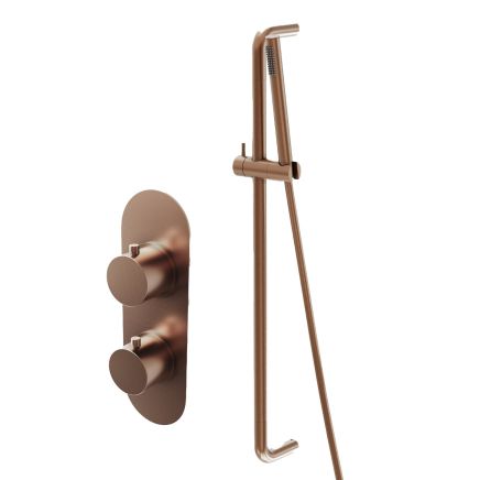 Elora Brushed Bronze Round Concealed Valve Shower Slide Rail Pack