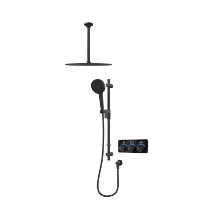 Aqualisa S3 Matt Black Smart Digital Shower Dual Outlet (Slide Rail Kit with Fixed Ceiling Head) HPCombi