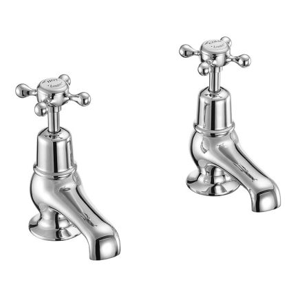 Burlington Claremont Chrome Pair of Traditional 3" Quarter Turn Basin Pillar Taps