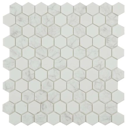 Alcor Matt White Flake Marble Mosaic 307x317mm