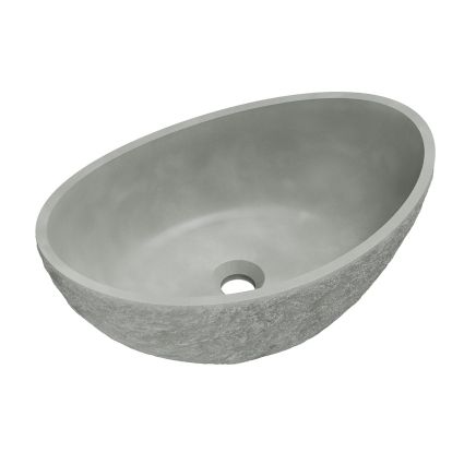 Brava Concrete Ark Basin 548mm x 348mm Raw Stone Texture Light Grey