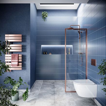 Amien Brushed Bronze Single Frame Clear Glass Shower Screen - 680mm