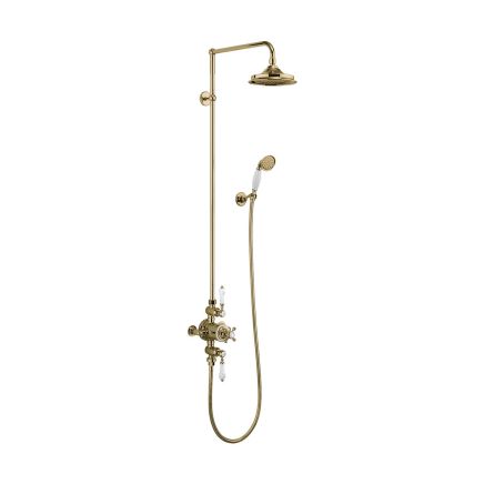 Burlington Avon Gold 9" Fixed Shower Head Exposed Valve Shower Pack
