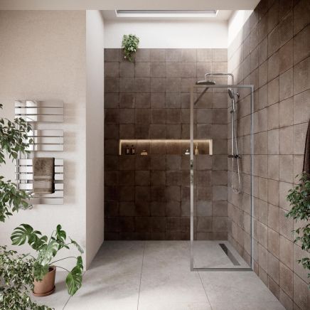 Amien Chrome Clear Glass Shower Screen 680mm