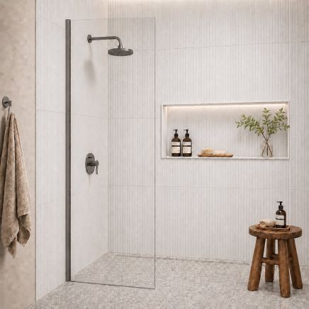 Royle Gunmetal Wetroom Glass Screen End Panel 680mm