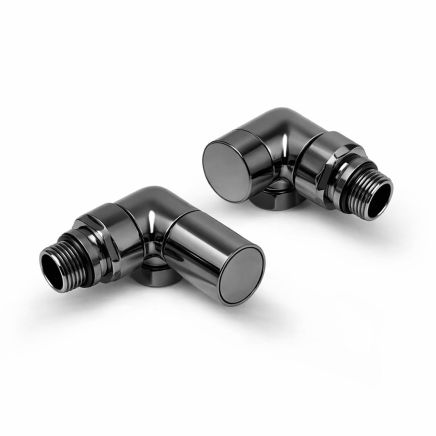 Round Gunmetal Corner Pair of Radiator Valves