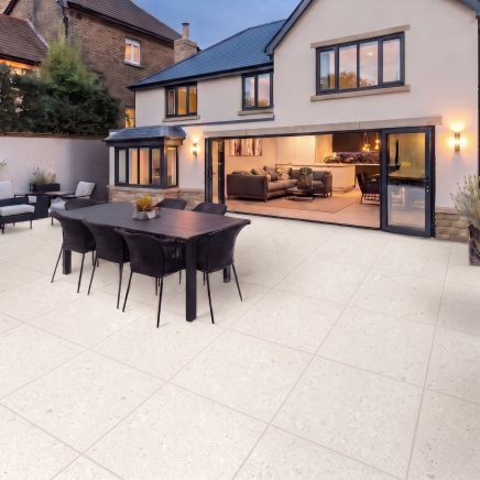 Lagos White Outdoor Matt Porcelain Tile 600x600mm roomset