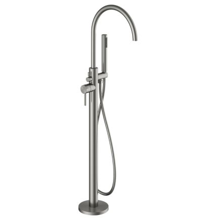 Moray Gunmetal Floor Standing Bath Tap With Hand Held Shower 