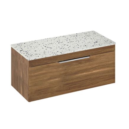 Britton Shoreditch Caramel Single Drawer Wall Hung Vanity Unit with Ice Blue Worktop 1000mm