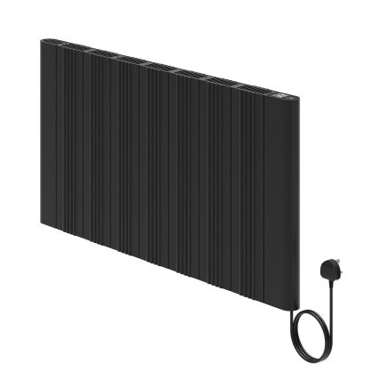 Peru Matt Black Smart Electric Panel Plug-In Heater 500x947mm