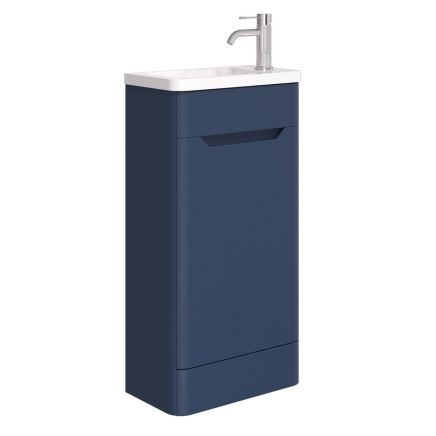 Ellis Royal Blue Floor Standing Cloakroom Vanity Unit with Ceramic Basin 450mm