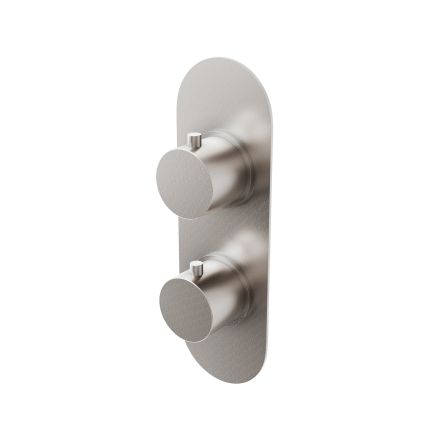 Elora Brushed Nickel Round Dual Control Concealed Thermostatic Shower Valve With Single Outlet