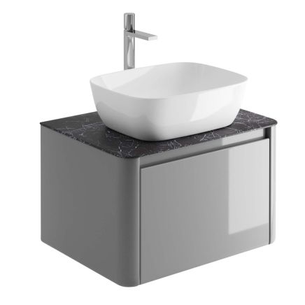 Callerton Light Grey Wall Hung Vanity Unit with Italian Slate Worktop 650mm