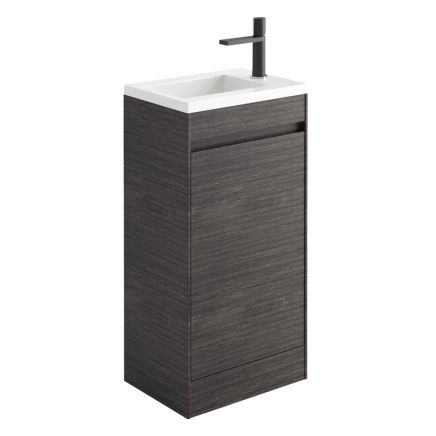 Odion Leached Oak White Floor Standing Cloakroom Vanity Unit with Resin Basin 440mm