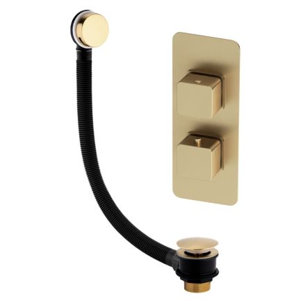 Liva Brushed Gold Concealed Valve & Overflow Bath Filler