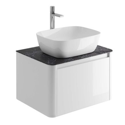 Callerton Gloss White Wall Hung Vanity Unit with Italian Slate Worktop 650mm