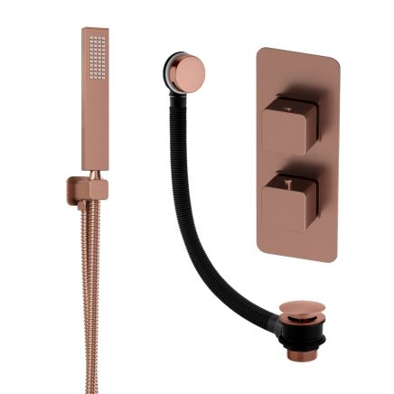 Liva Brushed Bronze Dual Outlet Shower Pack with Shower Handset & Overflow Bath Filler