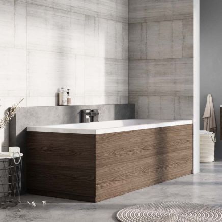 Grey Linear Front Bath Panel Roomset close up