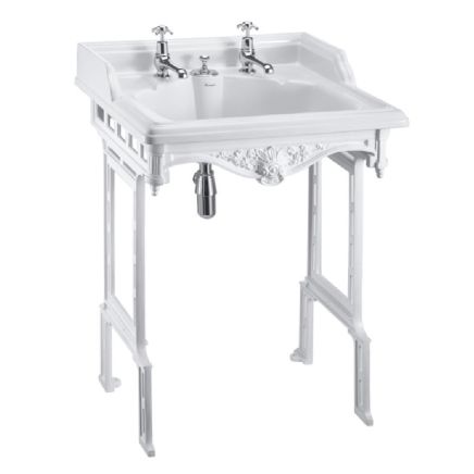 Burlington 1 Tap Hole Basin & White Aluminium Washstand