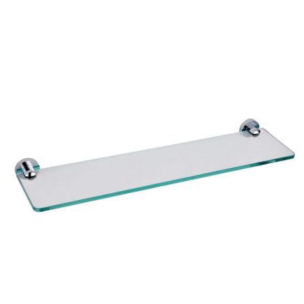 Round Chrome Single Glass Shelf - 500mm