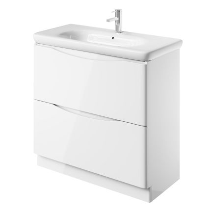 Erin Gloss White Floor Standing Vanity Unit with Lynx Polymarble Basin 900mm