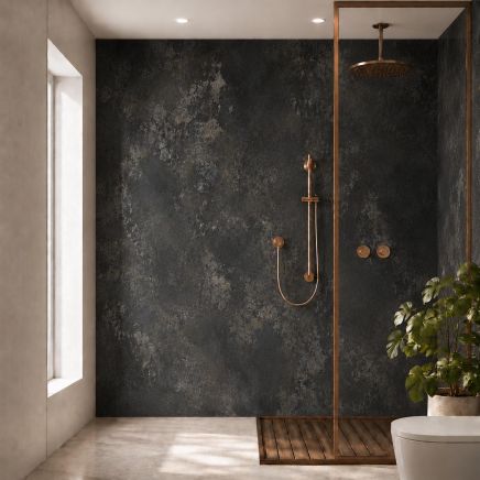 Pristina Charcoal Dark Grey Concrete Waterproof PVC Shower Wall Panel 1000x2400mm