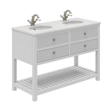 Addison Ribbed White 1200mm Floor Standing Vanity Unit