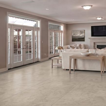 Zenia Taupe Concrete Porcelain Tile 600x1200mm 209723 roomset