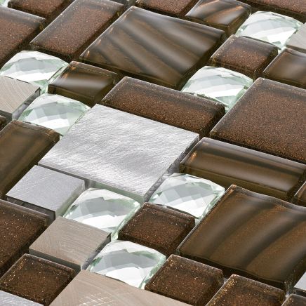 Blade Metal Diamond Brown Mosaic 300x300mm