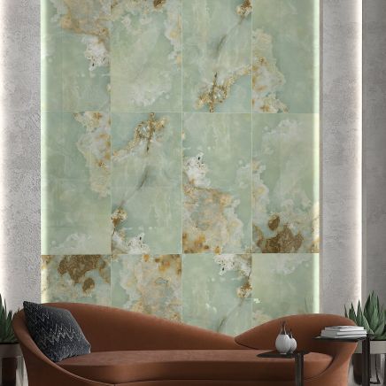 Odin Verde Green High Gloss Porcelain Onyx Tile 1200x600mm