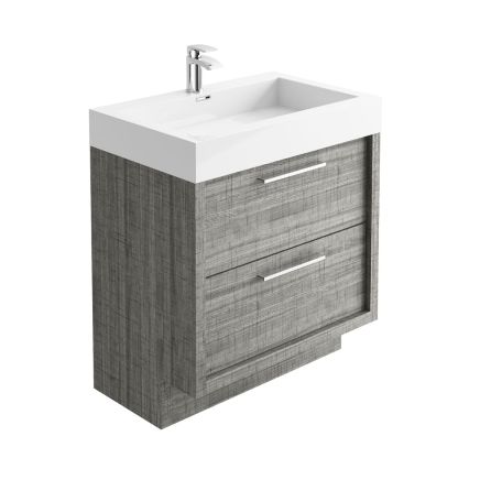 Winslow Grey Ash Floor Standing Vanity Unit with Basin 750mm