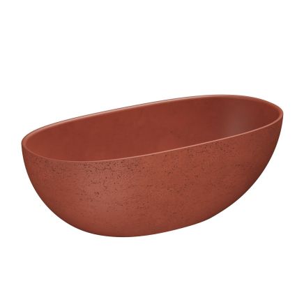Brava Terracotta Travertine Texture Freestanding Concrete Bath 1650x800mm