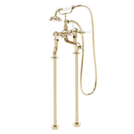 Warwick Brushed Gold Traditional Bath Shower Mixer Tap on Standpipes