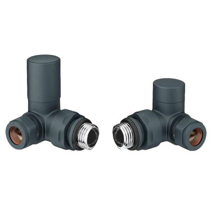 Round Anthracite Corner Pair of Radiator Valves