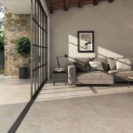 Beige Stone Porcelain Tile in Modern Living Room