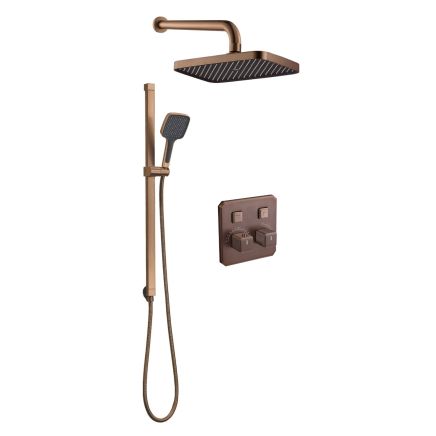 Flint Double Outlet Concealed Valve Shower Pack - Brushed Bronze