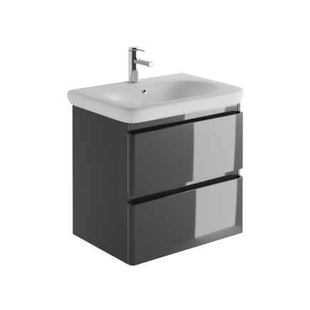 Neon Gloss Titanium Grey Wall Hung Vanity Unit with Lynx Resin Basin 600mm