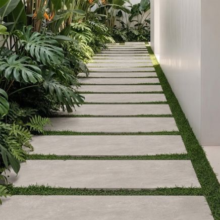 Quinn Grey Stone Outdoor Porcelain Tile 600x1200mm roomset