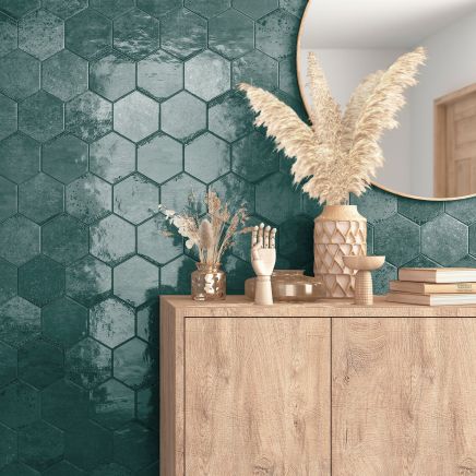 Bergamo Blue Porcelain Hexagon Tile - 150x130mm