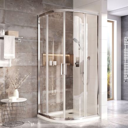 Fabio Chrome Twin Sliding Door Quadrant Enclosure 900x900mm