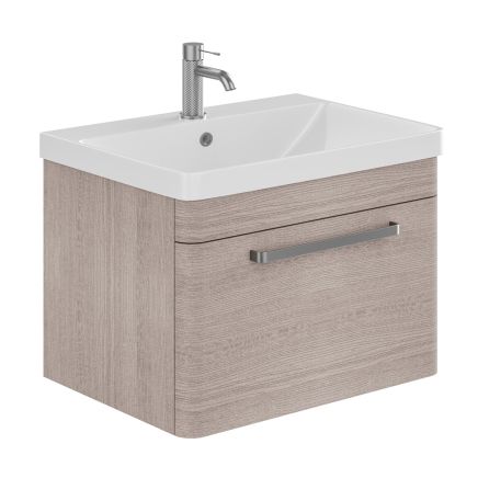 Esk Stone Grey Wall Hung Vanity Unit and Basin with Brushed Nickel Handles 800mm
