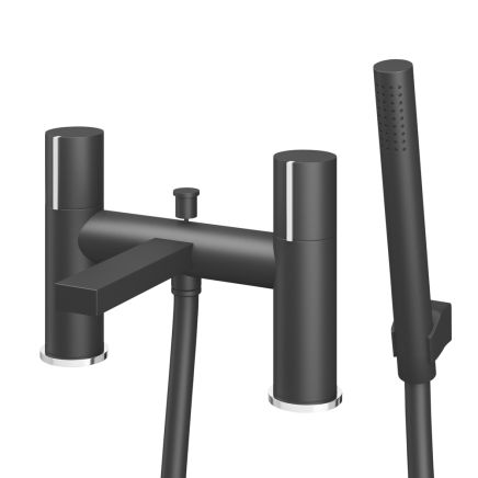Pancho Matt Black and Chrome Bath Shower Mixer Tap