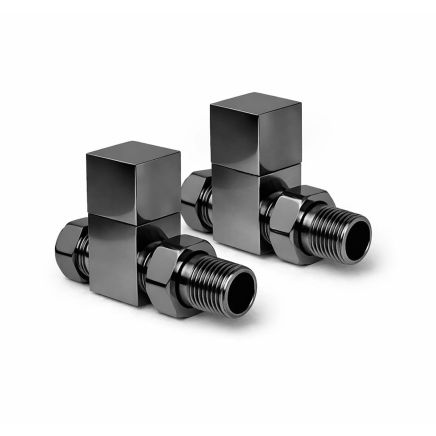 Square Gunmetal Straight Pair of Radiator Valves