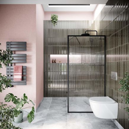 Amien Matt Black Framed Fluted Glass Shower Screen