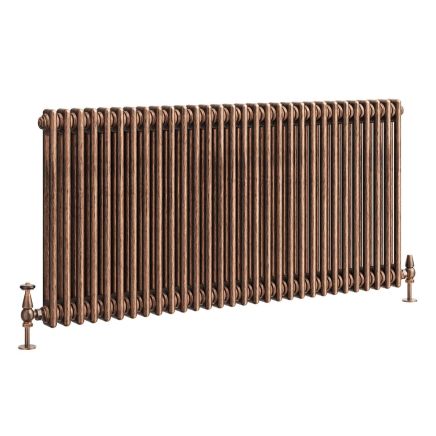 Clement Antique Copper Double Horizontal Column Radiator - 600x1370mm